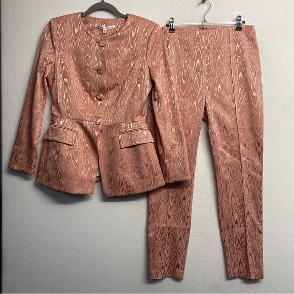 NWT Veronica Beard Pink Textured Blazer & Pants Suit Set Blazer 4 Pants 6 - Picture 6 of 13